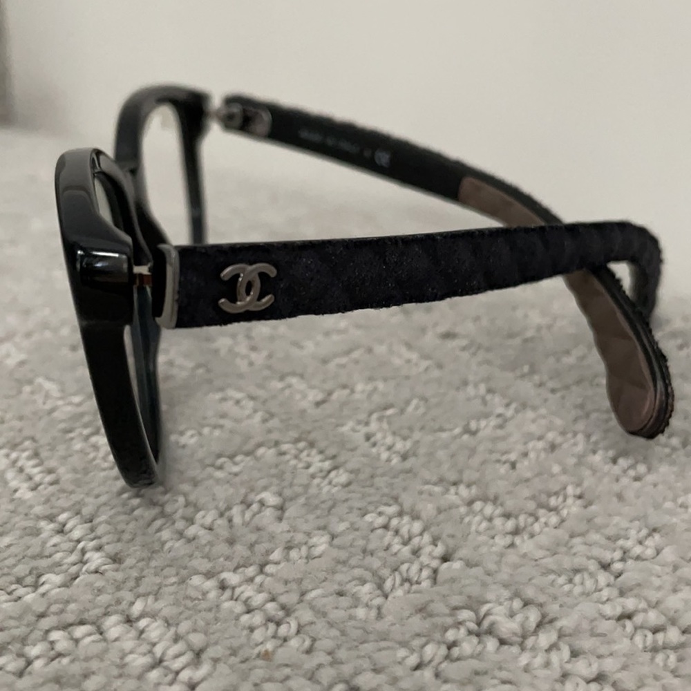 New, Chanel Black Cat Eye Glasses Style 3335, Quilted Arms with Case - Picture 5 of 12